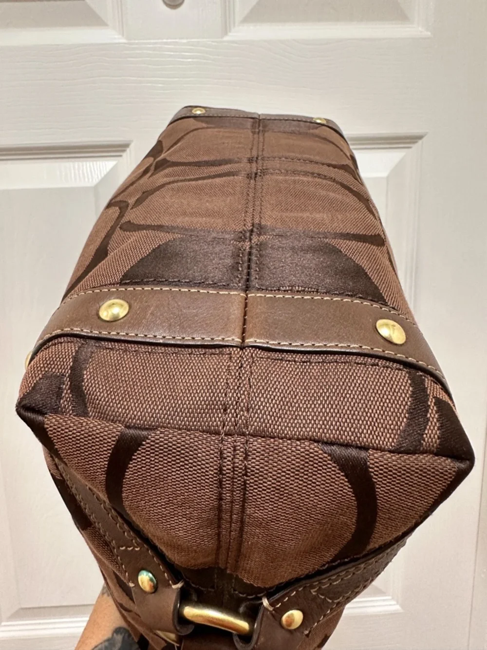 Coach Carly Large Hobo Bag Chocolate Signature Jacquard Mahogany NWOT